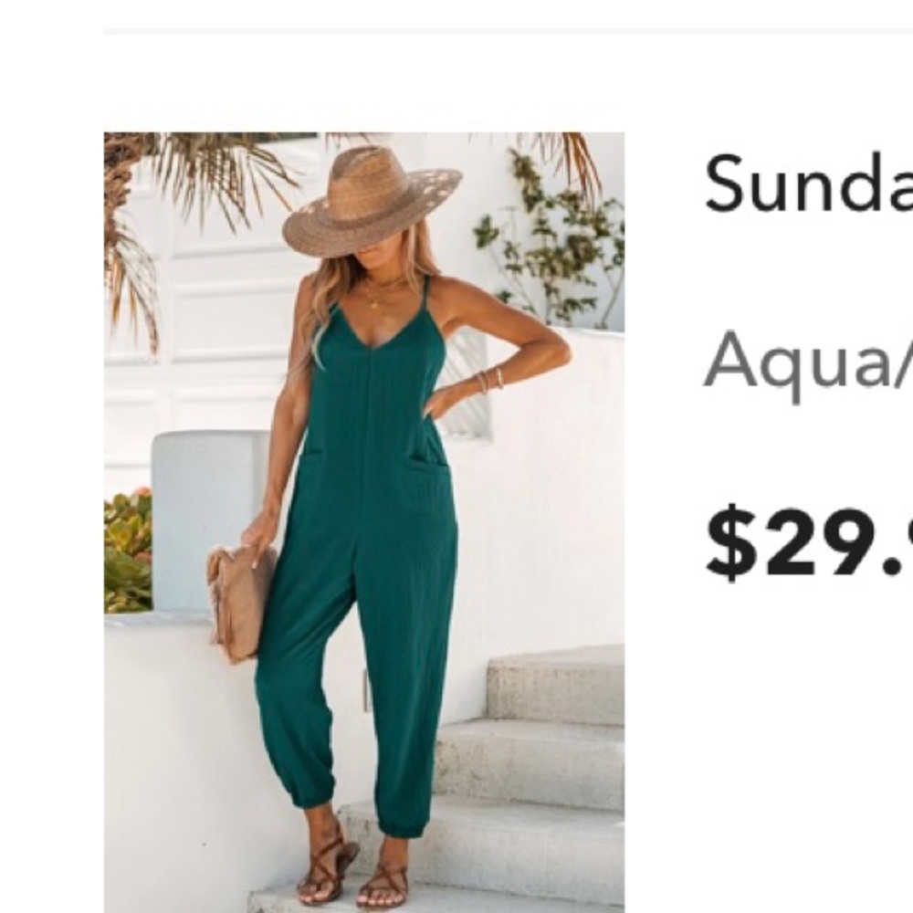 Teal Sleeveless Jumpsuit